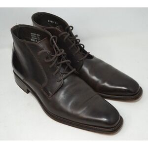 Calzoleria Toscana Handmade Designer Leather Italy Brown‎ Chukka Boots Mens 41